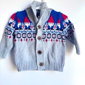 Baby Gap 6-12 Knit Gnome Button Up Cotton Boy Sweater Cardigan fisherman grandpa
